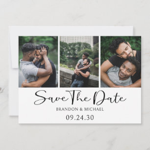 Save The Date Simple Élégant Script Photo LGBTQ
