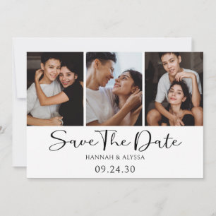 Save The Date Simple Élégant Script Photo LGBTQ