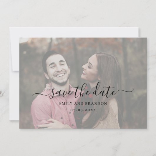 Save The Date Simple Elegant Script Photo Mariage moderne (Devant)