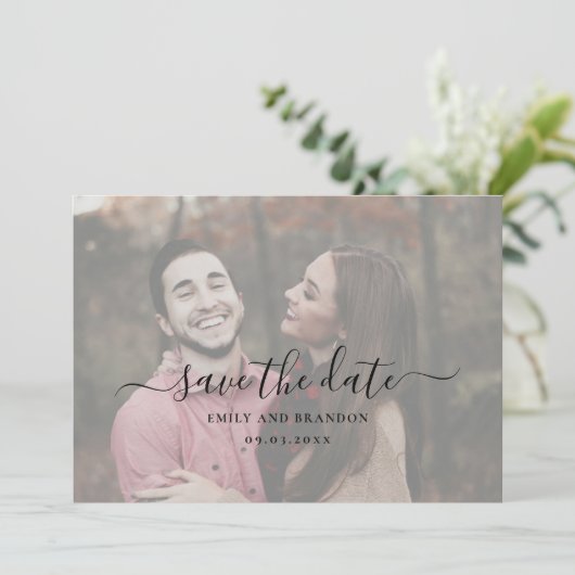 Save The Date Simple Elegant Script Photo Mariage moderne (Debout devant)