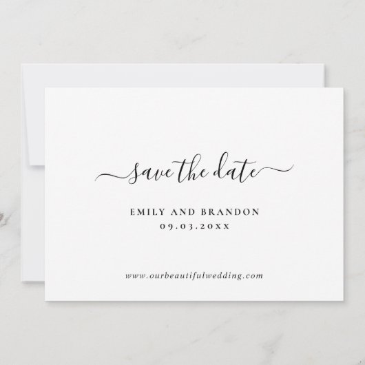 Save The Date Simple Elegant Script Photo Mariage moderne (Dos)