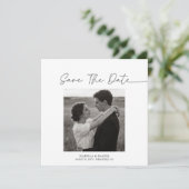 Save The Date Simple Élégant Script Photo Texte Mariage (Debout devant)