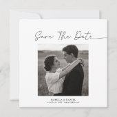 Save The Date Simple Élégant Script Photo Texte Mariage (Devant)
