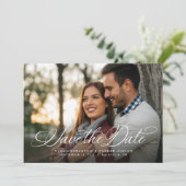 Save The Date Simple élégant script une photo horizontale (Debout devant)