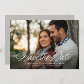 Save The Date Simple élégant script une photo horizontale (Devant / Derrière)