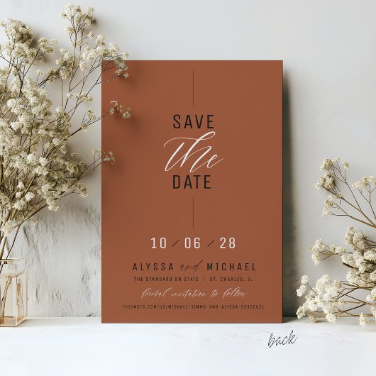 Save The Date Simple Elegant Terracotta Photo Mariage chrétien