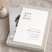 Save The Date Simple Elegant Text and Photo | Monogram Wedding
