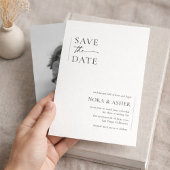 Save The Date Simple Elegant Text and Photo | Monogram Wedding