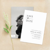 Save The Date Simple Elegant Text and Photo | Monogram Wedding