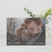 Save The Date Simple élégante calligraphie script photo mariage (Debout devant)