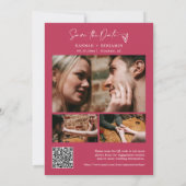Save The Date Simple élégante Viva Magenta QR Code photo (Dos)