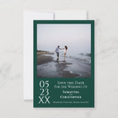 Save The Date Simple Emerald Green Modern Minimal Mariage photo (Devant)