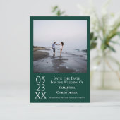 Save The Date Simple Emerald Green Modern Minimal Mariage photo (Debout devant)