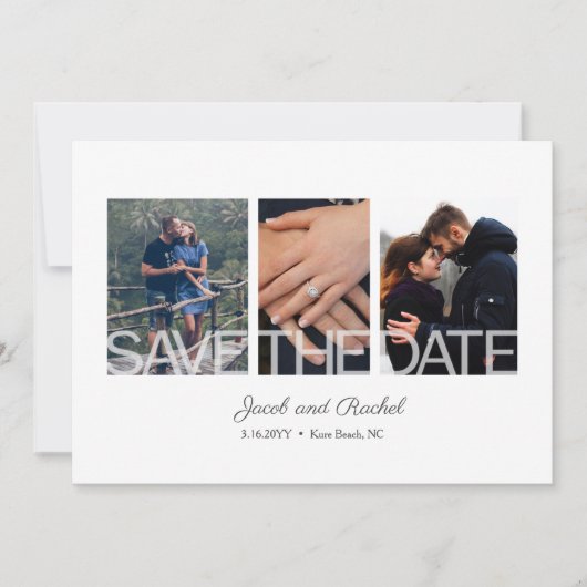 Save The Date Simple Enregistrer la date 3 Mariage photo Fiançai (Devant)