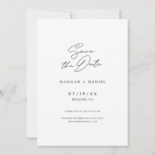 Save The Date Simple Enregistrer la date Photo Wedding Inviter l (Dos)