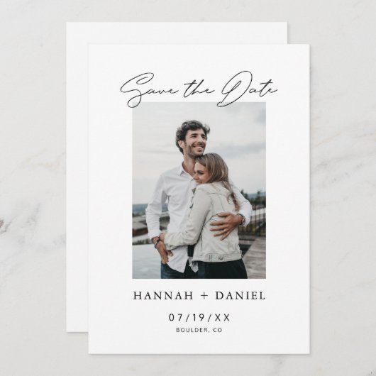 Save The Date Simple Enregistrer la date Photo Wedding Inviter l (Devant / Derrière)