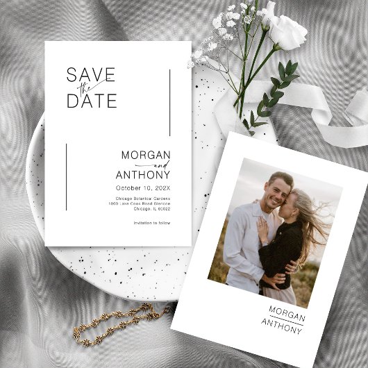 Save The Date Simple Enregistrer la photo de date noir blanc