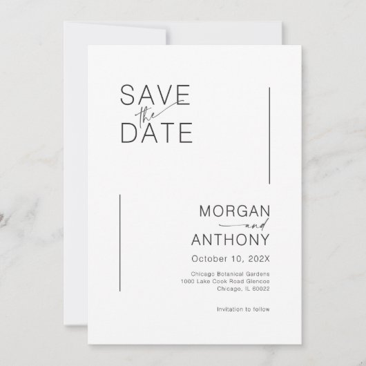 Save The Date Simple Enregistrer la photo de date noir blanc (Devant)