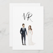 Save The Date Simple Ensemble de Marié Navy Illustré (Devant / Derrière)