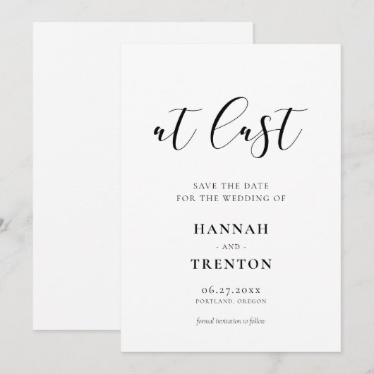 Save The Date Simple et élégant design Enfin (Devant / Derrière)