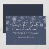 Save The Date Simple et Élégant Flocon de Neige sur le thème de (Devant / Derrière)