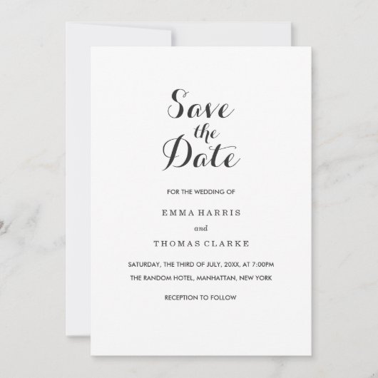 Save The Date Simple et élégant | Mariage moderne Enregistrer La (Devant)
