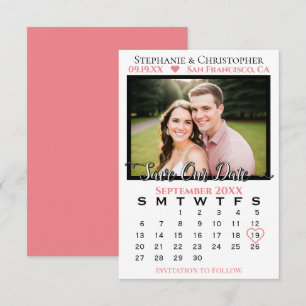 Save The Date Simple et Élégant Photo & Calendrier Mariage Corai