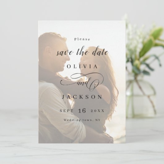 Save The Date Simple et élégant script photo enregistrer la date (Debout devant)