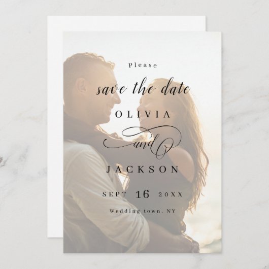 Save The Date Simple et élégant script photo enregistrer la date (Devant / Derrière)