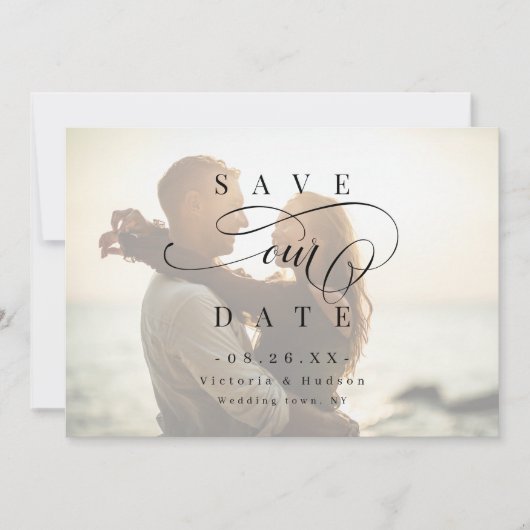 Save The Date Simple et élégant script photo enregistrer la date (Devant)