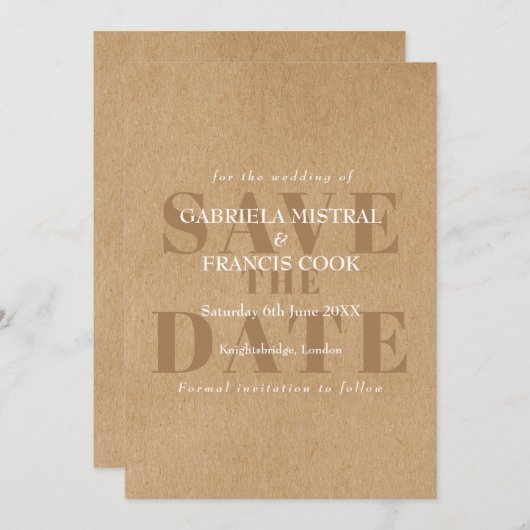Save The Date Simple et rustique (Devant / Derrière)