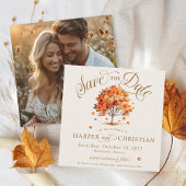 Save The Date Simple feutre d'automne Arbre Beige Photo Mariage