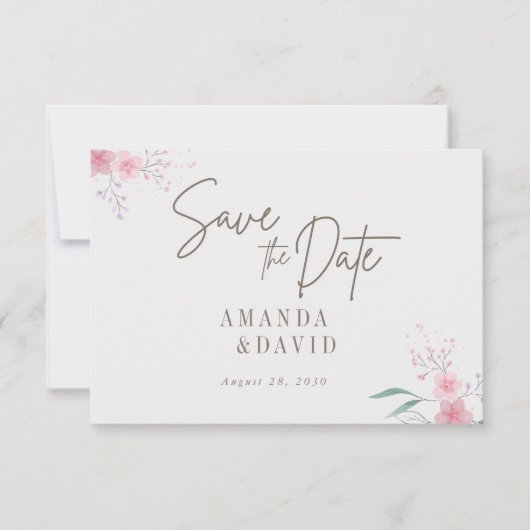 Save The Date Simple Fleur Élégant Appartement Enregistrer La Ca (Devant)