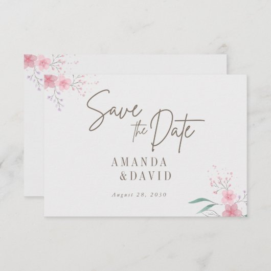 Save The Date Simple Fleur Élégant Appartement Enregistrer La Ca (Devant / Derrière)