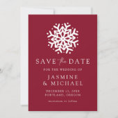 Save The Date Simple Flocon de Neige Bourgogne (Devant)