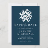 Save The Date Simple Flocon de Neige Navy (Devant)