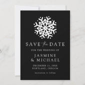 Save The Date Simple Flocon de Neige Noir et Blanc (Devant)