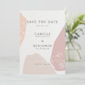 Save The Date Simple Floral Botanique Rose Pâle (Debout devant)