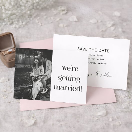 Save The Date Simple Fun Casual Minimal Modern Photo Wedding 