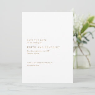 Save The Date Simple Gold Minimal Élégant Mariage moderne