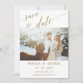 Save The Date Simple Gold Script Calligraphie Élégante Photo (Devant)