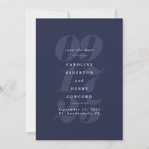 Save The Date Simple grand jour bleu marine