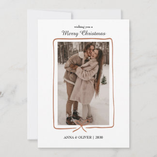 Save The Date Simple Hand-Drawn Border Christmas Photo Card