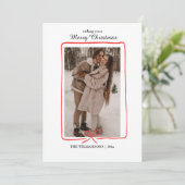 Save The Date Simple Hand-Drawn Border Christmas Photo Card (Debout devant)