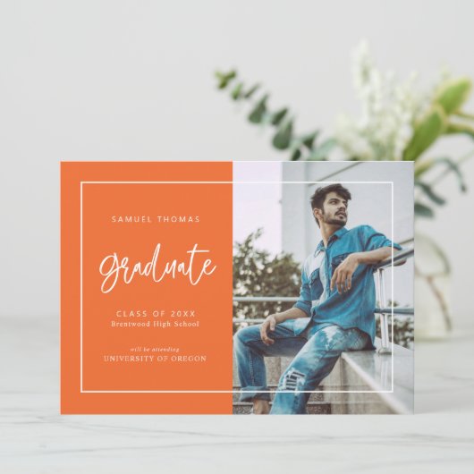 Save The Date Simple Handwritten Script Graduation Announcement (Debout devant)
