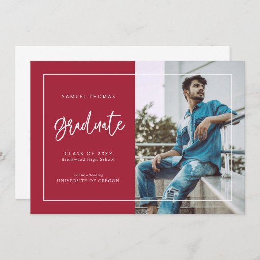Save The Date Simple Handwritten Script Graduation Announcement (Devant / Derrière)
