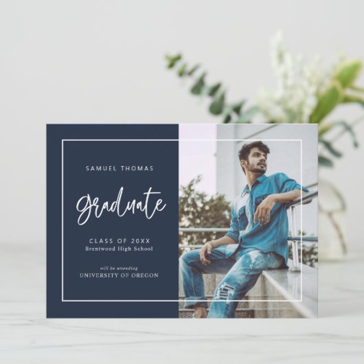 Save The Date Simple Handwritten Script Graduation Announcement (Debout devant)