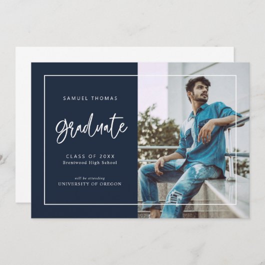 Save The Date Simple Handwritten Script Graduation Announcement (Devant / Derrière)