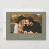Save The Date Simple Heart Sage Green Curved Frame Photo (Dos)