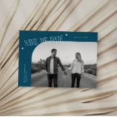 Save The Date Simple Heart Teal Curved Frame Photo